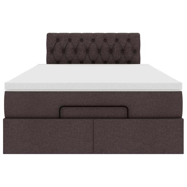 Ottoman-Bett mit Matratze & LEDs Dunkelbraun 120x200 cm Stoff