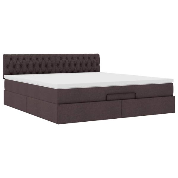 Ottomane Bett mit Matratze & LEDs Dunkelbraun 180x200 cm Stoff