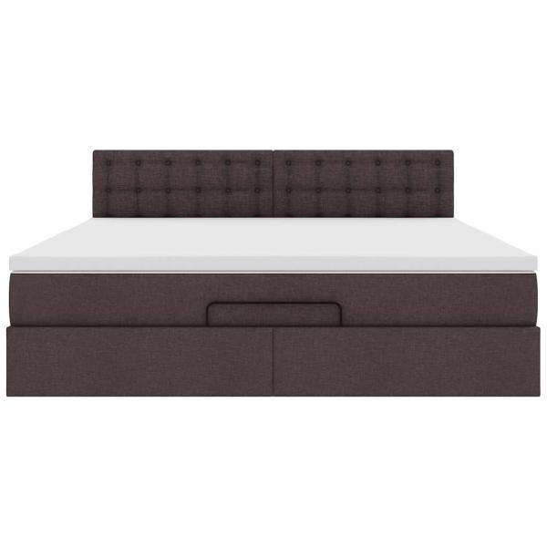 Ottoman-Bett mit Matratze & LEDs Dunkelbraun 160x200 cm Stoff