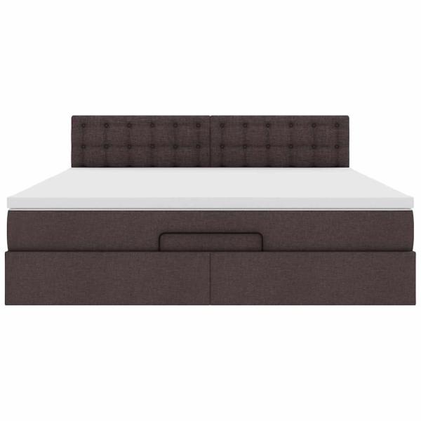 Ottomane Bett mit Matratze & LEDs Dunkelbraun 180x200 cm Stoff