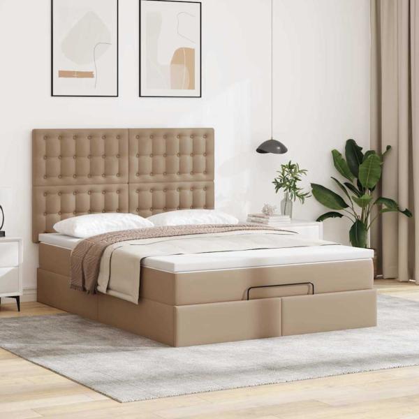 Ottoman-Bett mit Matratze Cappuccino-Braun 140x190cm Kunstleder