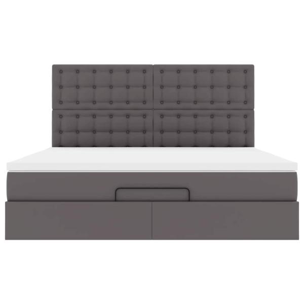 Ottoman-Bett mit Matratze Grau 160x200 cm Kunstleder