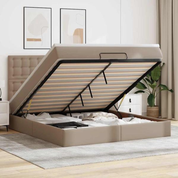 ARDEBO.de - Ottoman-Bett mit Matratze Cappuccino-Braun 160x200cm Kunstleder