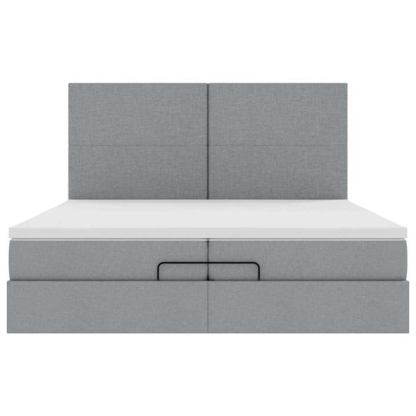 Ottoman-Bett mit Matratzen Hellgrau 200x200 cm Stoff