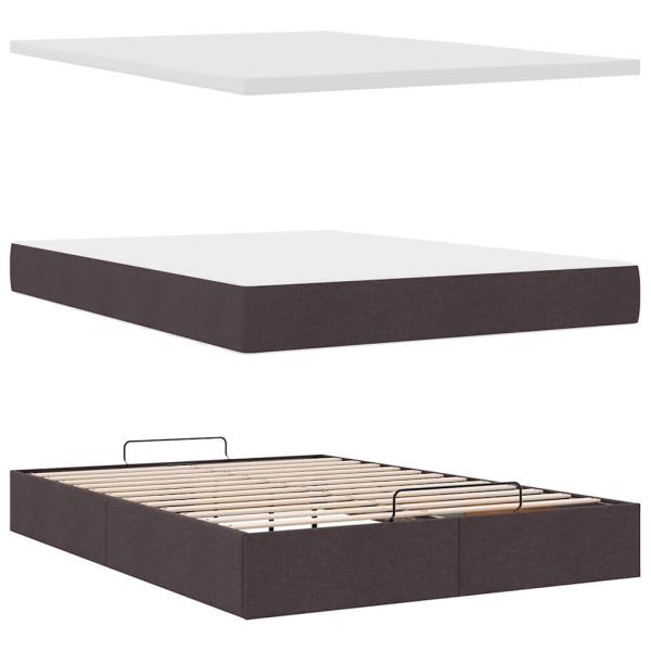 Ottoman-Bett mit Matratze Dunkelbraun 140x190 cm Stoff