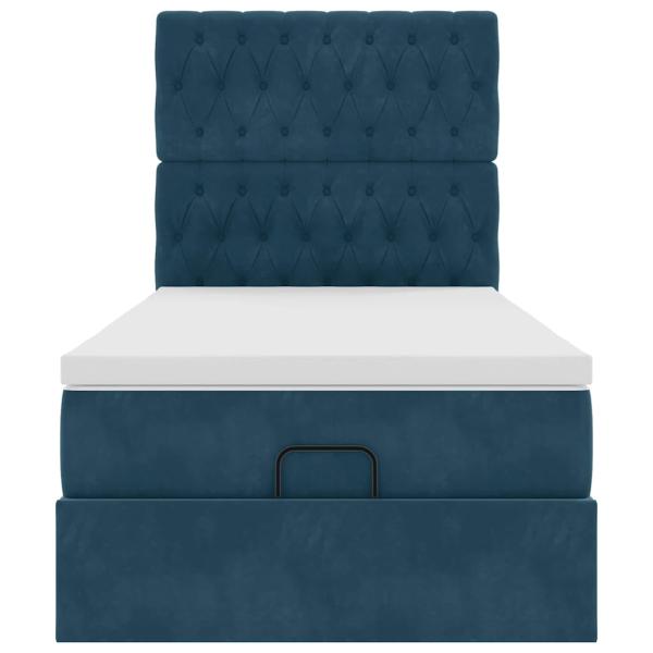 Ottoman-Bett mit Matratzen Dunkelblau 90x190 cm Samt