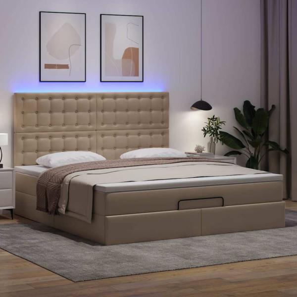 Ottoman-Bett mit Matratze & LEDs 180x200cm Kunstleder