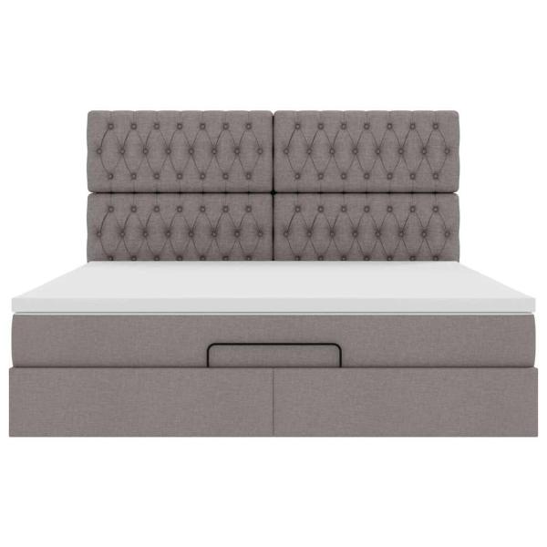Ottoman-Bett mit Matratze & LEDs Taupe 160x200 cm Stoff