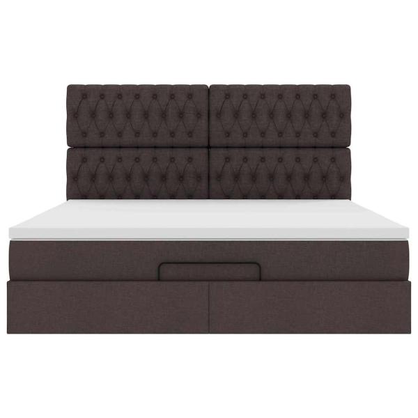 Ottoman-Bett mit Matratze & LEDs Dunkelbraun 180x200 cm Stoff