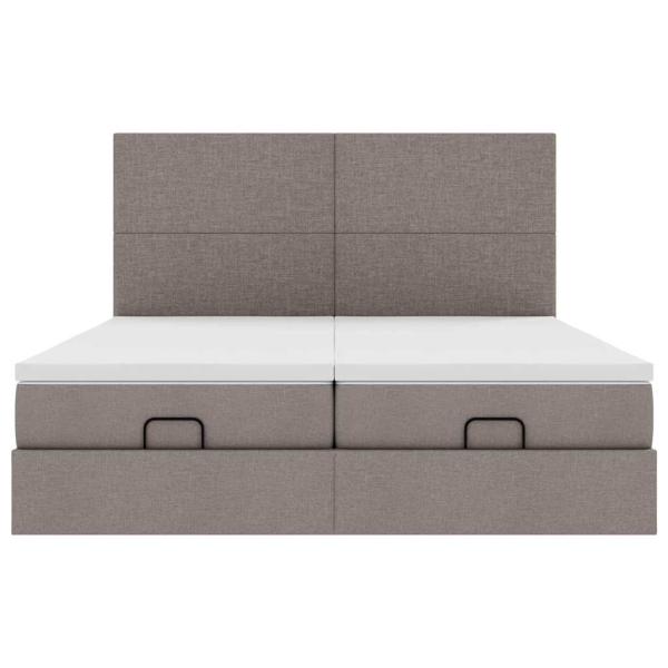 Ottoman-Bett mit Matratzen & LEDs Taupe 160x200 cm Stoff
