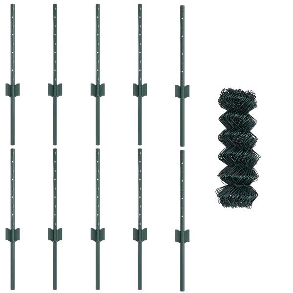 Maschendrahtzaun mit Pfosten 10 x 0,4 m PVC-beschichteter Stahl