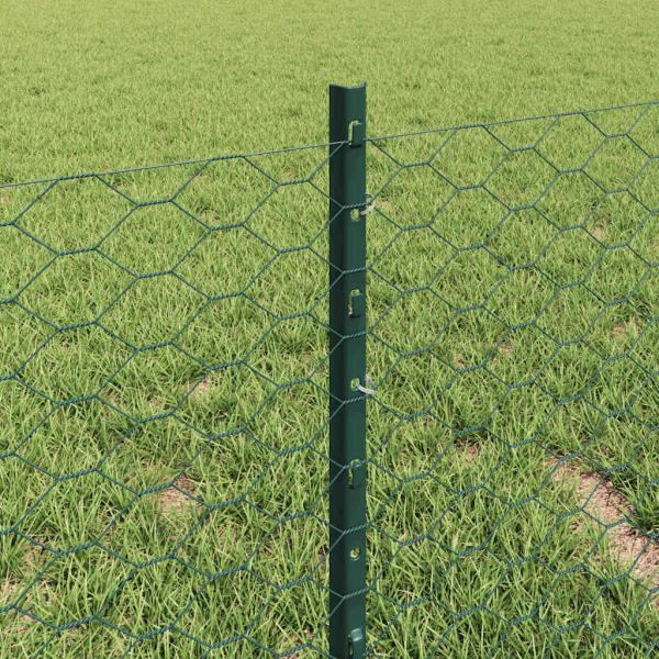 Sechseckzaun mit Pfosten 10 x 0,4 m PVC-beschichteter Stahl
