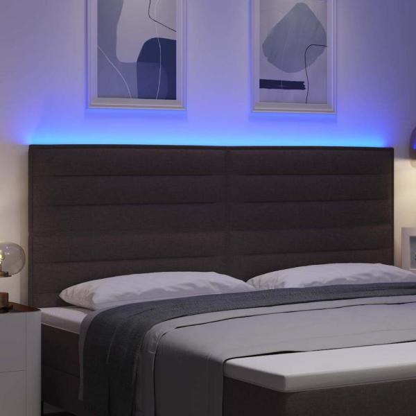 LED Kopfteil Dunkelbraun Stoff