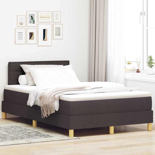 ARDEBO.de - Boxspringbett mit Kissen Dunkelbraun 120 x 190 cm Stoff