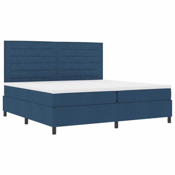 Boxspringbett mit Matratze mit Kopfteil Blau 200 x 200 cm Stoff