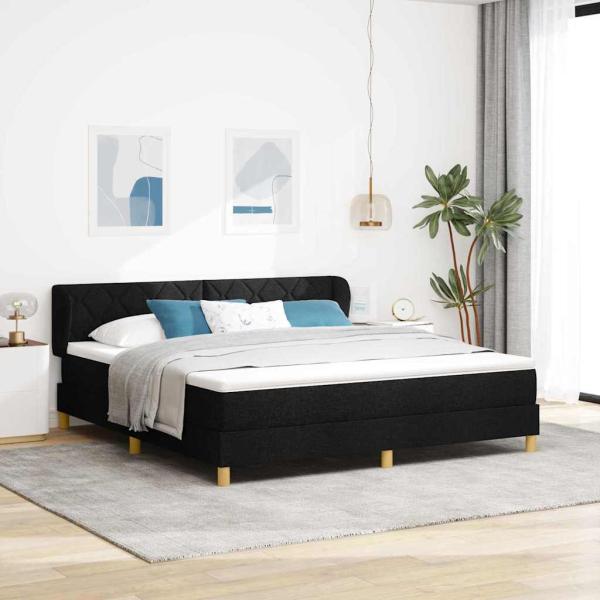 ARDEBO.de - Boxspringbett mit Kopfteil Schwarz 180 x 200 cm Stoff