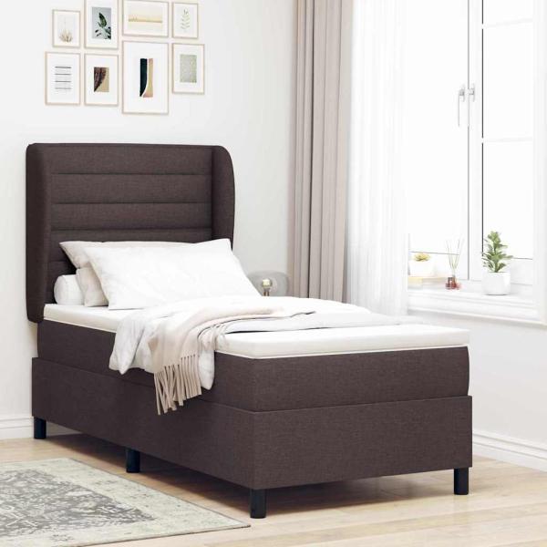ARDEBO.de - Boxspringbett mit Matratze Dunkelbraun 100 x 200 cm Stoff