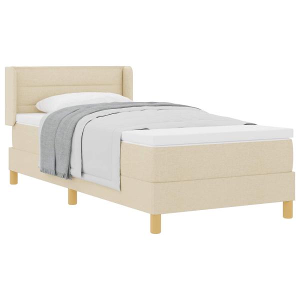Boxspringbett mit Matratze mit Kopfteil Creme 190 x 90 cm Stoff