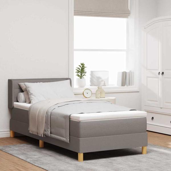 ARDEBO.de - Boxspringbett mit Kopfteil Taupe 200 x 100 cm Stoff