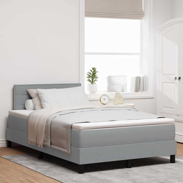 ARDEBO.de - Boxspringbett mit Matratze mit LED Hellgrau 120 x 200 cm Stoff