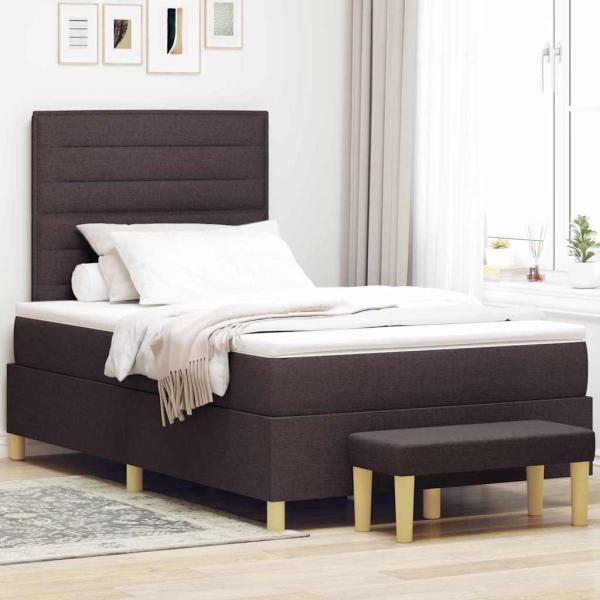 ARDEBO.de - Boxspringbett mit Kopfteil Dunkelbraun 200 x 120 cm Stoff