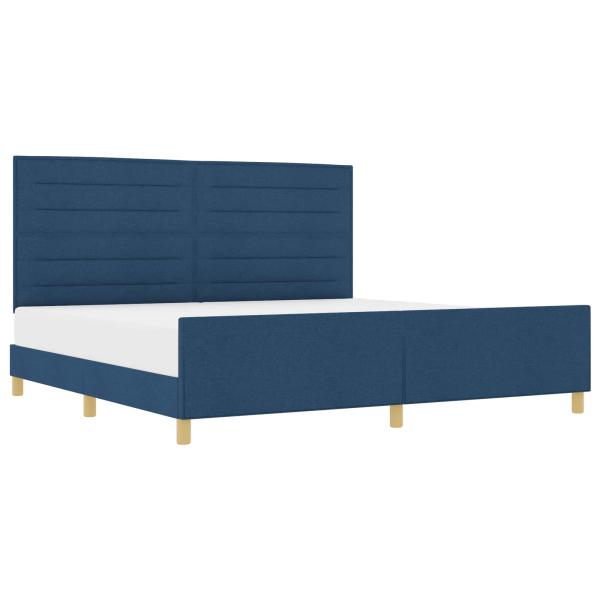 Bettgestell mit Kopfteil Blau 200 x 200 cm Stoff