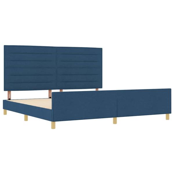 Bettgestell mit Kopfteil Blau 200 x 200 cm Stoff