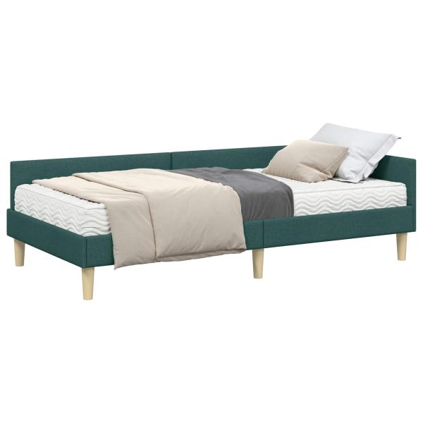 Eckbettgestell mit Matratze 2 stk. Dunkelgrün 90 x 200 cm Stoff