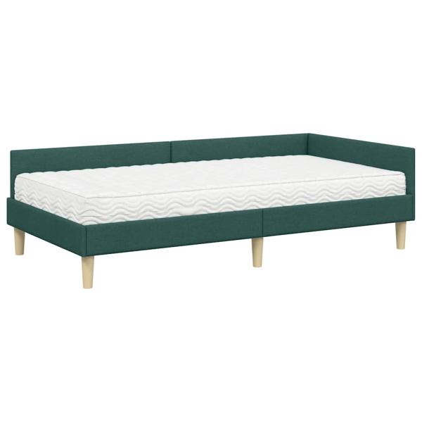 Eckbettgestell mit Matratze 2 stk. Dunkelgrün 90 x 200 cm Stoff