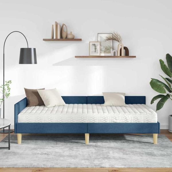 Eckbettgestell mit Matratze 2 stk. Blau 90 x 200 cm Stoff