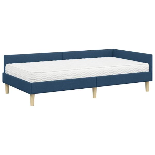 Eckbettgestell mit Matratze 2 stk. Blau 90 x 200 cm Stoff