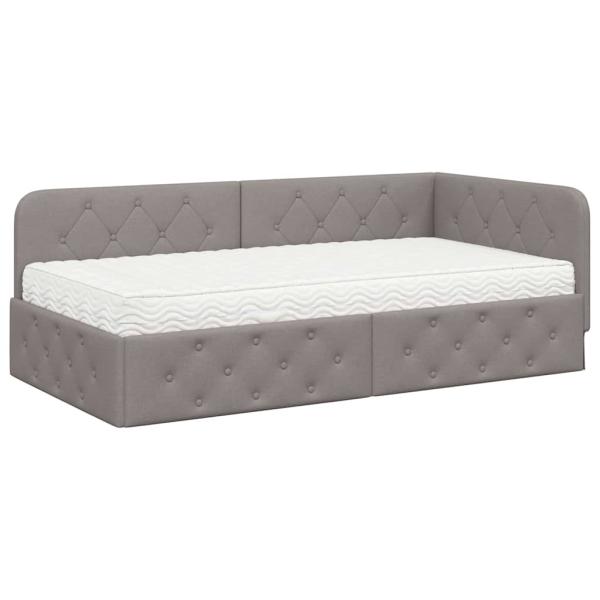 Eckbettgestell Taupe 90 x 200 cm Stoff