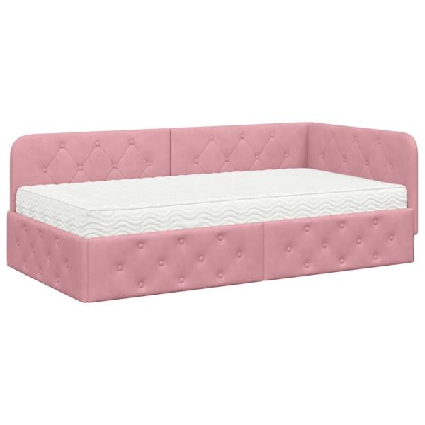 Eckbettgestell Rosa 90 x 200 cm Samt