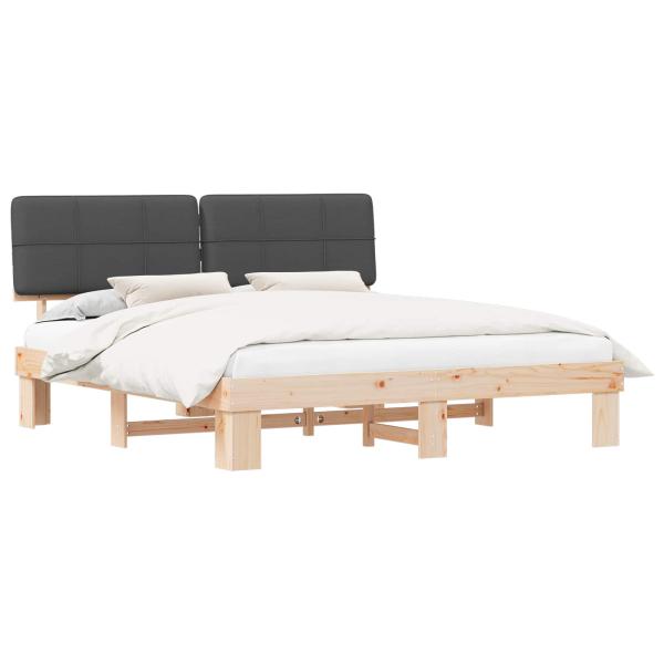 Bettgestell mit gepolstertem Kopfteil Dunkelgrau 200 x 200 cm