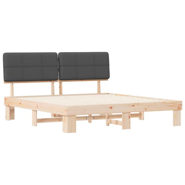 Bettgestell mit gepolstertem Kopfteil Dunkelgrau 200 x 200 cm