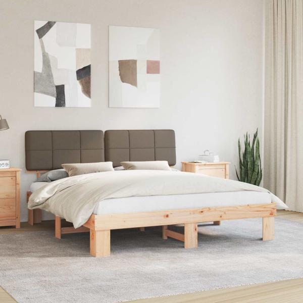 ARDEBO.de - Bettgestell mit gepolstertem Kopfteil Taupe 200 x 200 cm
