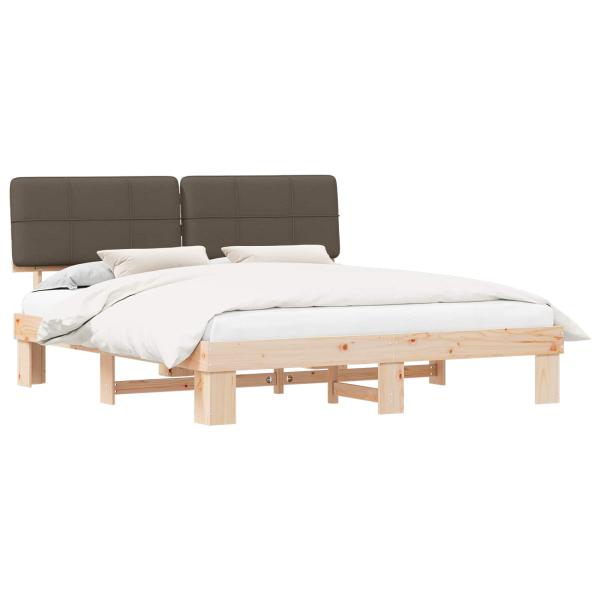 Bettgestell mit gepolstertem Kopfteil Taupe 200 x 200 cm