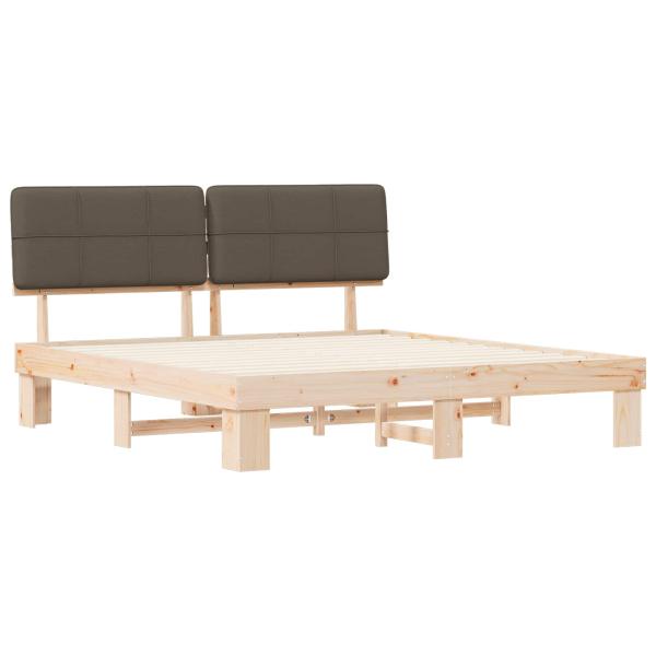 Bettgestell mit gepolstertem Kopfteil Taupe 200 x 200 cm