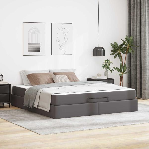 ARDEBO.de - Bettgestell mit Matratze Sonstiges 2 Stk. Grau PVC