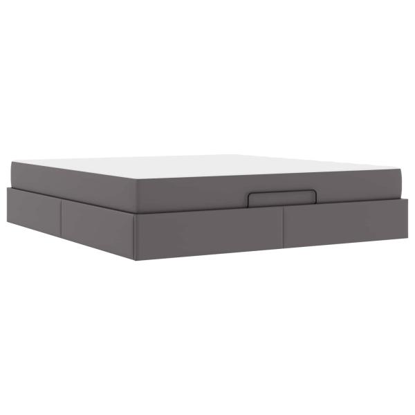 Bettgestell mit Matratze Sonstiges 2 Stk. Grau PVC