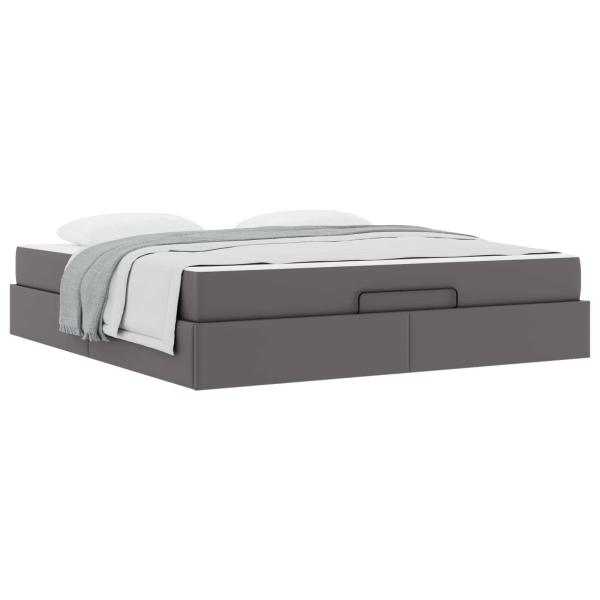 Bettgestell mit Matratze Sonstiges 2 Stk. Grau PVC
