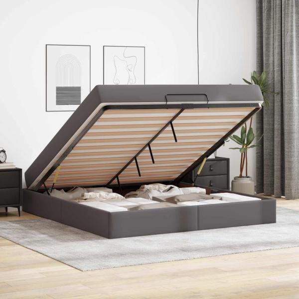 Bettgestell mit Matratze Sonstiges 2 Stk. Grau PVC