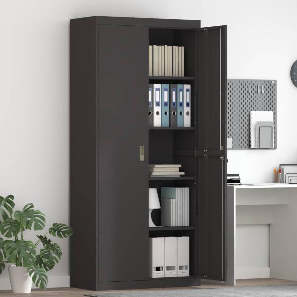 ARDEBO.de - Aufbewahrungsschrank Schwarz 90 x 40 x 200 cm Stahl