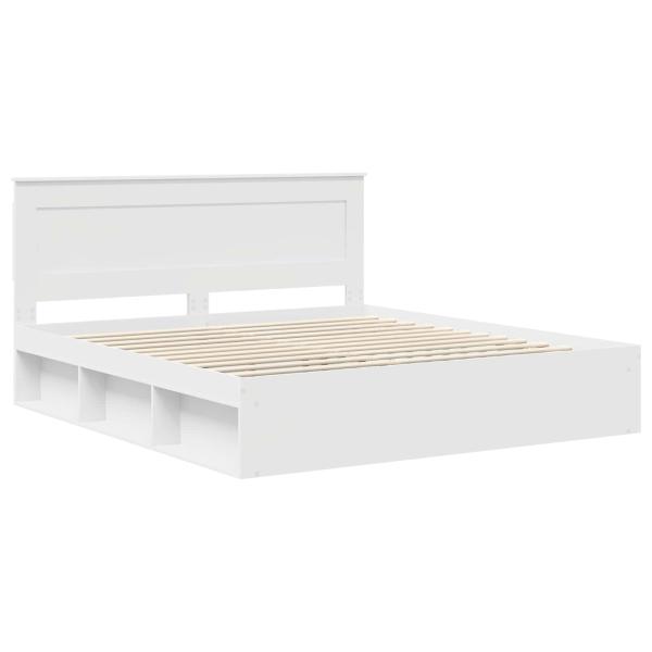 Bettrahmen mit Kopfteil Weiß 200 x 200 cm Massives Kiefernholz