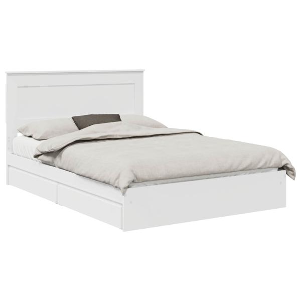 Aufbewahrungsbett mit Kopfteil Weiß 140 x 190 cm Holzwerkstoff