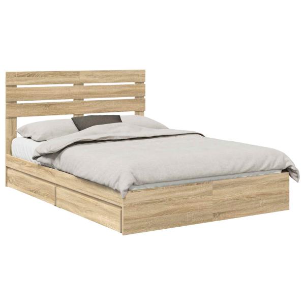 Aufbewahrungsbett Sonoma-Eiche 140 x 190 cm Holzwerkstoff