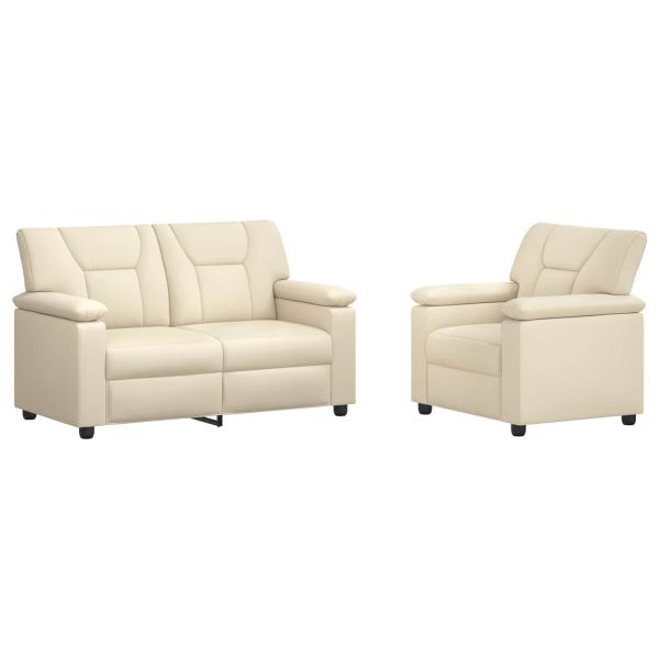 Sofa-Set 2 pcs Creme Kunstleder