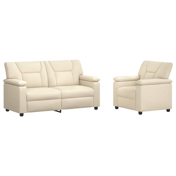 Sofa-Set 2 pcs Creme Kunstleder