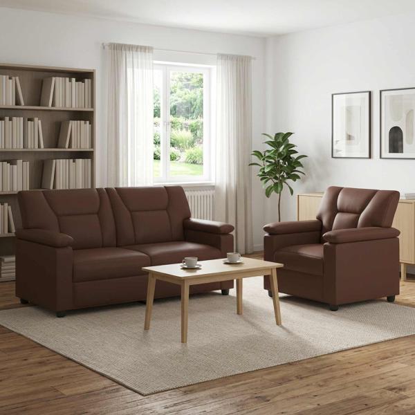 ARDEBO.de - Sofa-Set 2 pcs Braun Kunstleder