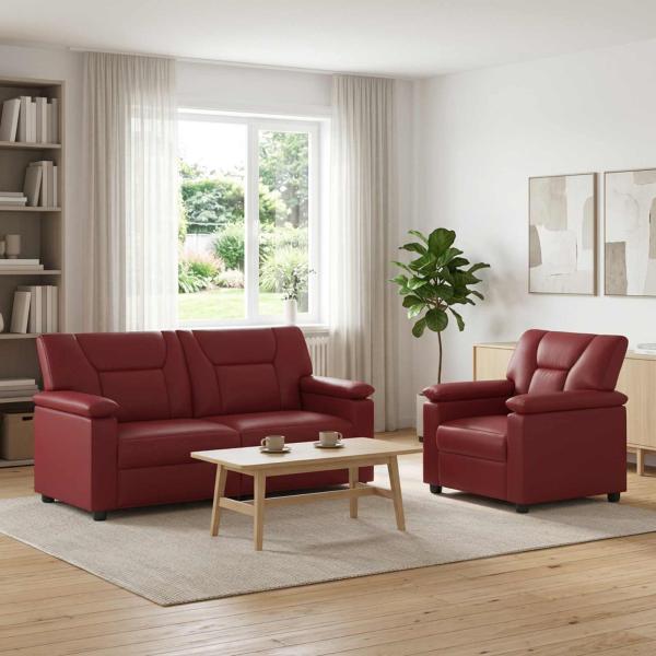 ARDEBO.de - Sofa-Set 2 pcs Weinrot Kunstleder
